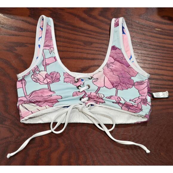 Maaji Multi Color Reversable Floral & Geometric Bikini Top Swimwear Sporty Swim - Picture 11 of 12